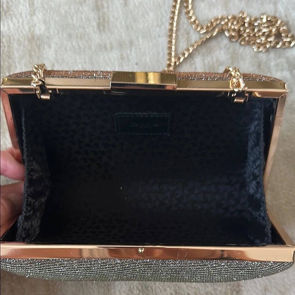 Bronze Glitter fabric Evening Crossbody Clutch